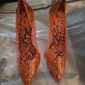 Jessica Simpson Vibrant Orange Snakeskin Heels